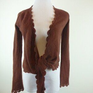 CHRISTOPHER FISCHER CASHMERE TIE Cardigan sweater crochet rust XS